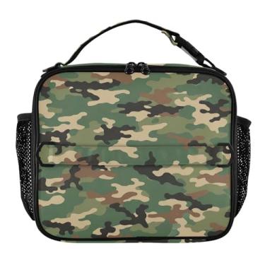 Imagem de Joisal Lancheira verde camuflada clássica para mulheres, meninas, lancheira masculina e infantil, lancheira para trabalho, bolsa térmica para alimentos portátil para adultos