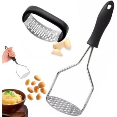 Imagem de Kit Amassador de Batata e Amassador de Alho Manual – Aço Inoxidável com Alça Ergonômica- Resistentes e Práticos
