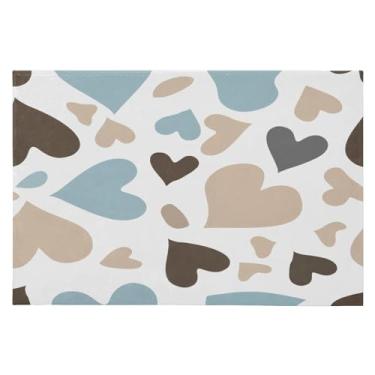 Imagem de Wassud Tapete de porta em formato de coração 61 x 89 cm, tapete de área lavável antiderrapante com suporte de borracha, tapete macio e macio para sala de estar, quarto, entrada, entrada