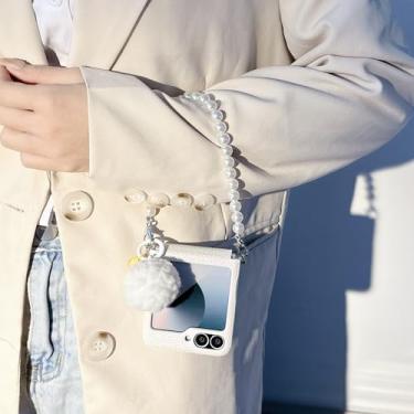 Imagem de Capa de couro genuíno com estampa de lichia de luxo para Samsung Z Flip 3 4 5 6 7 5g Flip5 Flip6 (Para Z Flip 3/Branco)