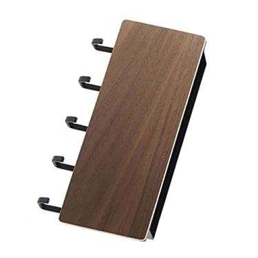 Imagem de GLOGLOW Rack de Armazenamento de Madeira Com 5 Ganchos, Bandeja de Armazenamento para Chaves e Acessórios, Suporte de Chave Montado na Parede da Organização Doméstica, Nan (Noz)