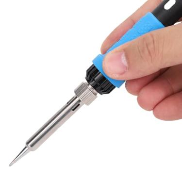 Imagem de Snsowed Kit de Ferro de Solda 60W Com Temperatura Ajustável, 5 Pontas, Sugador Solda, Pasta Fluxo, Suporte e Esponja, Pinça, Aquecedor Cerâmica (Conjunto 12 peças azul 909B Plugue UE 220V)