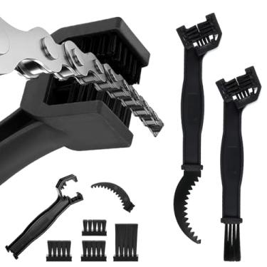 Imagem de Yiyiring 2 conjuntos de ferramentas de limpeza de corrente de motocicleta, 2 unidades de arruela de corrente removível com escova de esfregar, kit de limpeza reutilizável para bicicleta, MTB