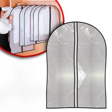 Imagem de Kit 10 Capas Para Roupa Protetora De Plástico Roupa Terno Casaco Lavanderia Impermeável Com Zíper(5 Peças)