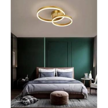Imagem de Plafon LED de Sobrepor Delta 40W 3000K Luz Amarela Quente Gold para Sala de Estar e Quarto