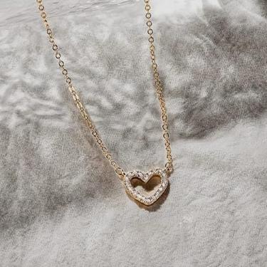 Imagem de Colar com pingente de coração elegante para mulheres, joias lindas da moda, 40cm 5cm, Metal, Zircônia cúbica