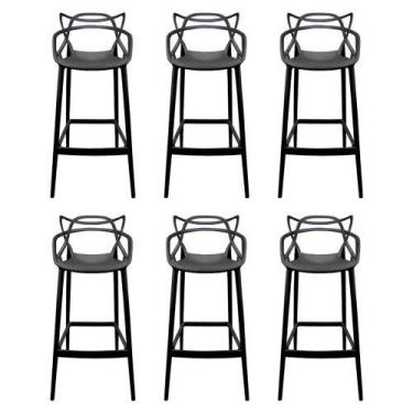 Imagem de KIT - 6 x Banquetas altas Masters Allegra - Preto - Universal Mix