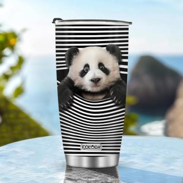 Imagem de Caneca de café para viagem com isolamento térmico garrafa de água estilo listrado meninos meninas presentes para Natal, aniversário, dia das crianças, presente de aniversário masculino 590 ml, alça