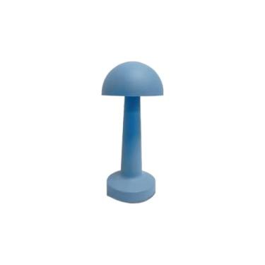 Imagem de LumináRia de Mesa, Abajur Led sem Fio, Cogumelo Candeeiro Dourado 3 Tons de Luz Bateria RecarregáVel Usb(Cogumelo azul)