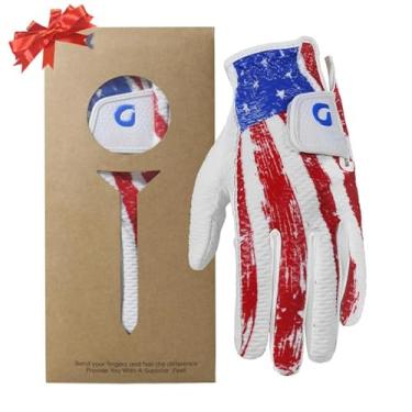 Imagem de Luvas de golfe para crianças, meninos e meninas, 1 pacote com mão esquerda, luvas confortáveis respiráveis, presente para jovens (branco-vermelho, médio (idade 7-9))