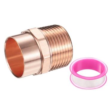 Imagem de PATIKIL Encaixe adaptador macho NPT de 3,5 cm x 2,5 cm, com conexão C x m, acessórios de adaptador de tubo de cobre, conectores de tubos roscados para HVAC residencial comercial