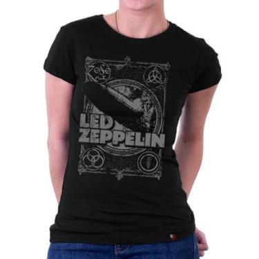 Imagem de Camiseta Feminina Babylook  Led Zeppelin - King Of Geek, M, Preto