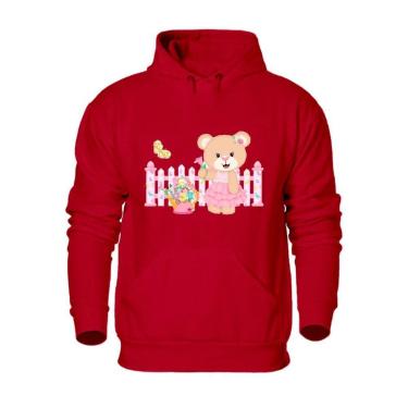 Imagem de Blusa Agasalho Moletom Feminino Com Capuz Ajustavel Bolso Canguru Flanelado-Feminino