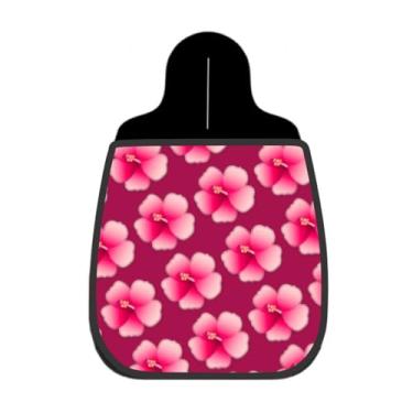 Imagem de Lixeira De Carro Organizador Lixinhocar Hibiscos Rosa Fundo Vinho