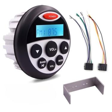 Imagem de Rádio Marítimo de iate Reprodutor Áudio BT para Moto MP3 USB Estéreo Barco AM FM Banda Meteorologia Mídia em Streaming Entrada Auxiliar Alumínio Fundido Anti-Corrosão Proteção UV