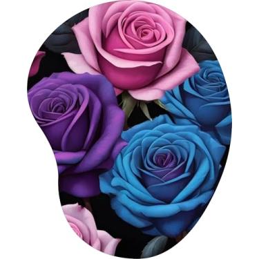 Imagem de Mouse Pad Ergonômico Gota Rosas Azuis e Roxas