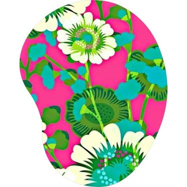 Imagem de Mouse Pad Ergonômico Gota Flores Tropicais Brancas e Verdes