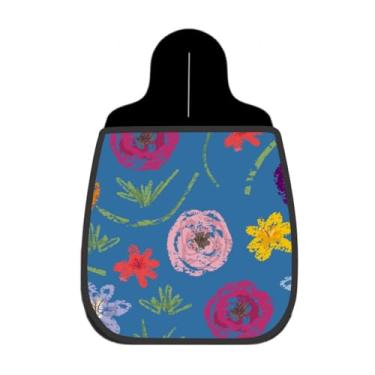 Imagem de Lixeira De Carro Organizador Lixinhocar Arte Giz Floral Fundo Azul