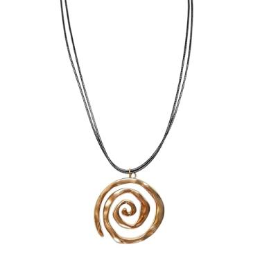 Imagem de CZMZHFC Colar espiral (prata + ouro), Extra long, Cerâmica, Sem Pedra Preciosa