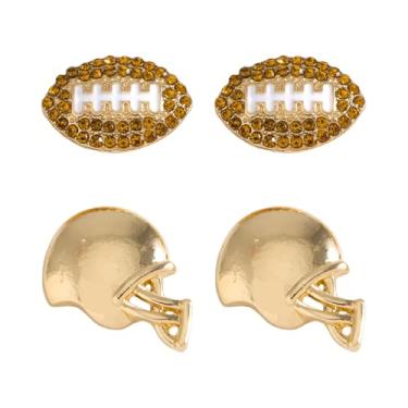 Imagem de ONLYJUMP Conjunto de brincos femininos para o dia do jogo de futebol americano, joia espiritual, pingente, brincos de argola, presentes para fãs de esportes e mães, Medium, Metal, Sem pedra preciosa