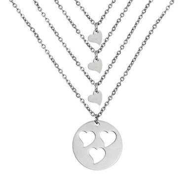 Imagem de Conjunto de colares combinando para mãe, filha, coração, irmãs, mãe, filhas, presente para dia das mães, One Size, Metal, Sem Pedra Preciosa
