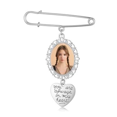 Imagem de Xthrotsenk Amuletos de fotos de buquê de casamento, pingente de imagem para buquês de noiva, kit de criação de berloques de fotos para acessórios de casamento DIY (prata)