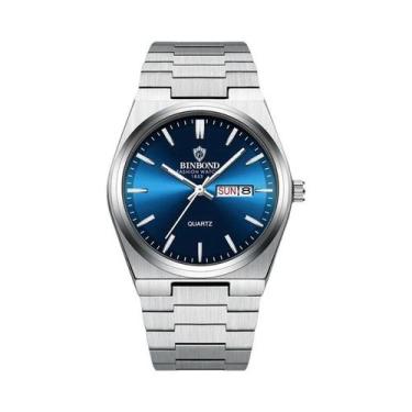 Imagem de Relógio De Quartzo Masculino Luxuoso À Prova d'Água Com Luz, Aço Inoxi