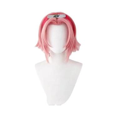 Imagem de Peruca Curta Rosa De Anime Haruno Sakura, Cabelo Sintético Resistente 