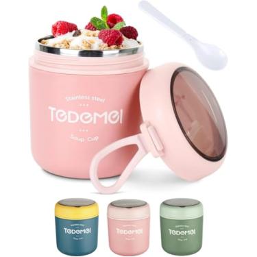Imagem de Pote Térmico Alimentos Frutas Sopa Papinha Marmita Quente Frio Aço Inox 530ml Vedado Com Colher Alça Lancheira Infantil Bebê Premium Para Escola Creche Passeios Livre de BPA