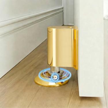 Imagem de AIMAXINKE Batentes de porta magnéticos, batente de porta magnético - trava de porta de aço inoxidável, parte inferior retrátil do suporte de porta se adapta a lacunas dentro de 3,5 cm Mantenha a porta