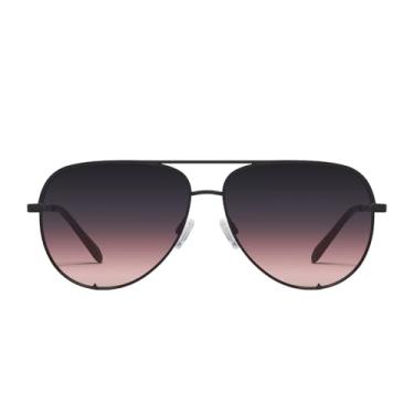 Imagem de Quay - Óculos de sol para homens e mulheres, lentes aviador com proteção UV, óculos de sol grandes (chave alta extra grande, preto/preto rosa)