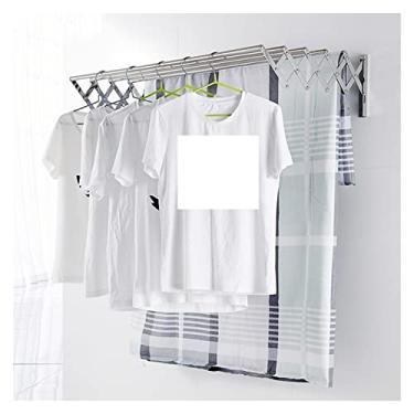 Imagem de 3FLQOOPP Estante de secagem de roupas ao ar livre montado na parede rack retrátil para pendurar roupa de aço inoxidável cabide secadora economia de espaço