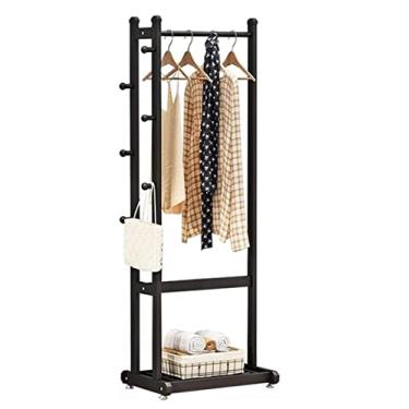 Imagem de SLGGPJBU Cabideiro de metal com economia de espaço, suporte para chapéus com prateleira, quarto, armazenamento doméstico, cabide moderno, cabide para cabide, bolsa de mão, suporte de roupas de entrada