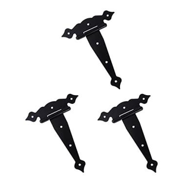 Imagem de 3 peças dobradiças de porta resistentes em forma de T preto, dobradiças decorativas em forma de flor, dobradiças de porta de celeiro, cerniera de madeira, cerniera (cor: 16 x 13 x 1 cm, tamanho: A)