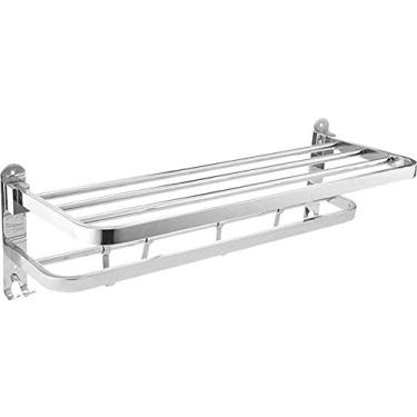 Imagem de 3FLQOOPP Toalheiro, toalheiro montado na parede com gancho, toalheiro de várias camadas, toalheiro de banheiro de aço inoxidável, para banheiro, hotel, cozinha, D 50 cm (A)