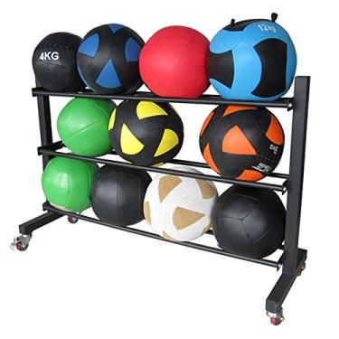 Imagem de ZDJZMGZ Suporte organizador de bolas de basquete com rodas, grande suporte para bolas esportivas, carrinho de ginástica para vôlei, futebol, futebol e ioga,