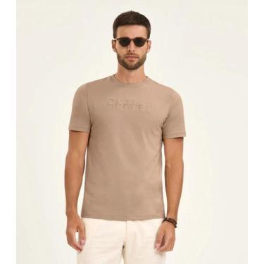 Imagem de Camiseta Masculina Manga Curta Meia Malha Diametro Marrom, G, Marrom