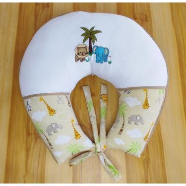 Imagem de Almofada de Amamentação Bebê Total Conforto Tecido Estampado Bordado 1