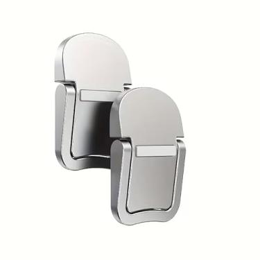 Imagem de Suporte de laptop premium de liga de zinco, suporte ergonômico ajustável 2 em 1 e suporte vertical, suporte portátil dobrável para computador com acabamento prateado para mesa, escritório, viagens