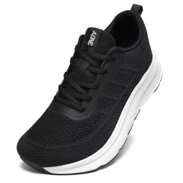 Imagem de WJA Tênis masculino de corrida de estrada almofadado com bico largo, antiderrapante, para pés largos, confortável, atlético, academia, treino, Preto, branco, 8 Wide