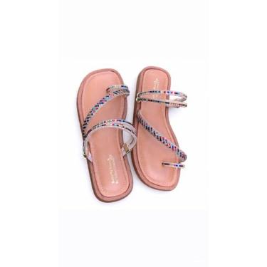 Imagem de sandalia feminina papete flat rasteirinha brilho strass palmilha acolchoda (caramelo, BR, Adulto, Numérico, 37)