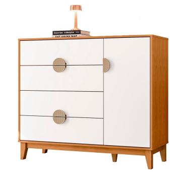 Imagem de Comoda Sapateira Ipe 4 Gaveira Quartos Cinamomo Com Branco - Albatroz