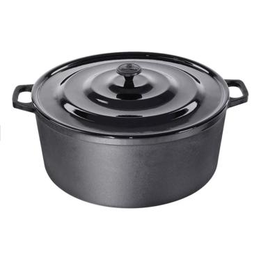 Imagem de Panela Caçarola Ferro Fundido Grande 40cm 15 Lts Alça Ferro Tampa Alumínio - Santana