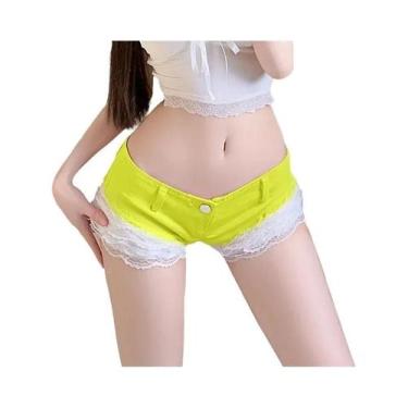 Imagem de Shorts Jeans Femininos Super Cintura Baixa Modeladores Com Renda E Det