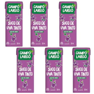 Imagem de Suco de Uva Tinto 200ml Campo Largo Kit 6 Unidades