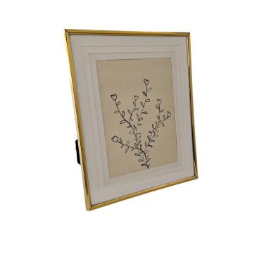 Imagem de Porta Retrato Metal Slim - Dourado - Borda Interna 20 X 25cm