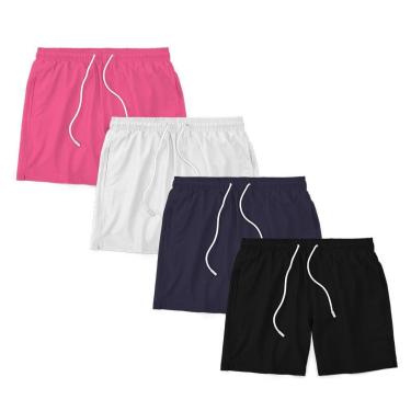 Imagem de Kit 4 Shorts Masculino Liso Básico Bermuda Tactel Água Praia Treino Academia Corrida-Masculino