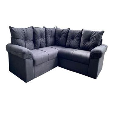 Imagem de Sofá De Canto 5 Lugares Veludo Cinza Cannes Mamflex Cinza - 0
