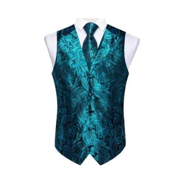 Imagem de Colete De Smoking Masculino De Seda Com Estampa Paisley, Conjunto De G