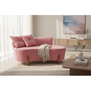 Imagem de Namoradeira Sofá Feijão Luna 130cm Orgânica Suede Rosa - Mansão Decor